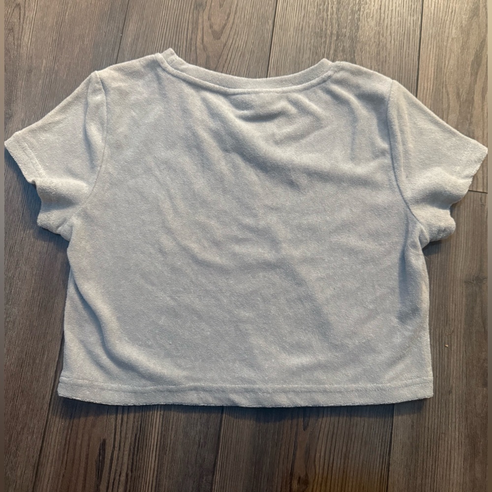 Myra Swim Elvi Top Oxford Gray Terry Cropped Tee Cover Up NWT Small - Picture 2 of 8